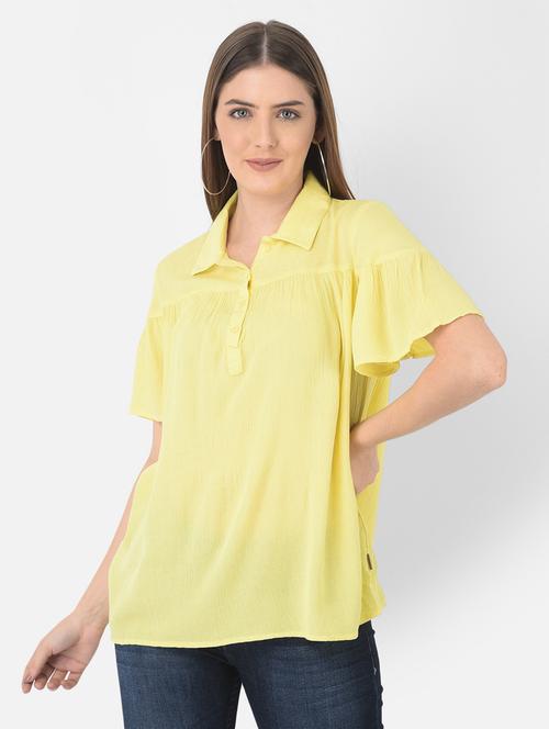 yellow solid a-line top - 20294926 - Standard Image - 0