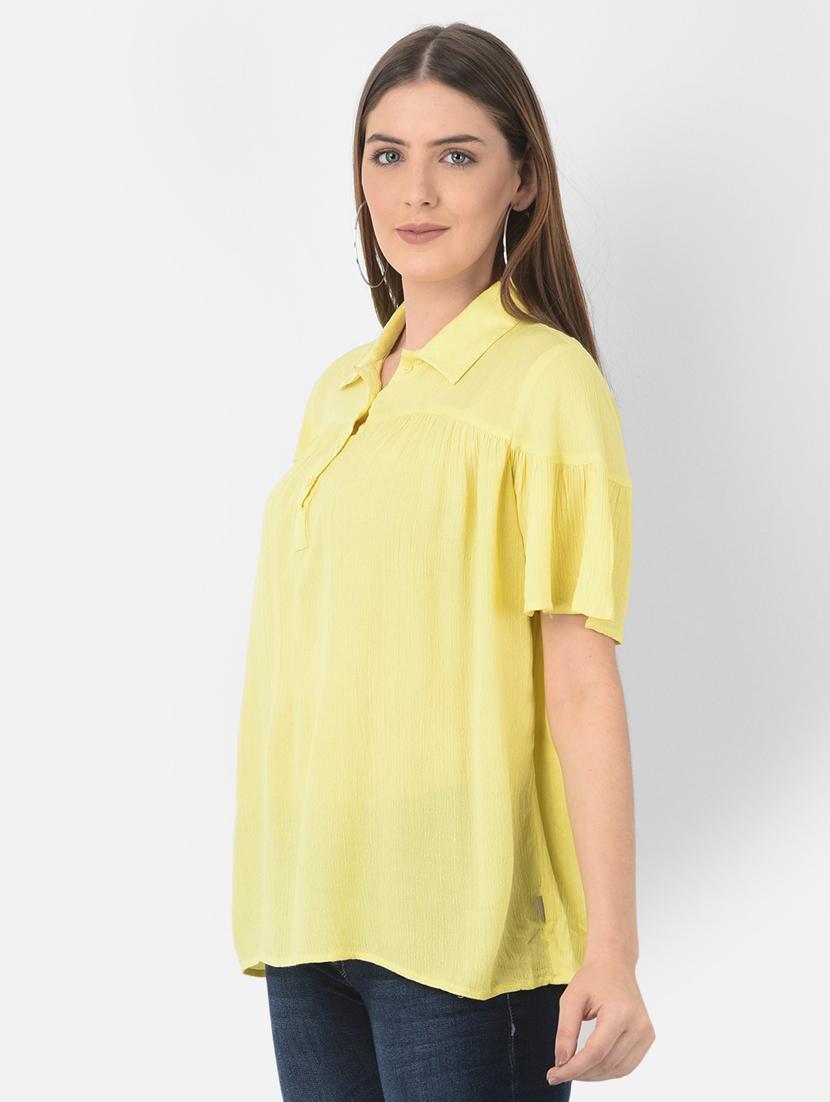 yellow solid a-line top - 20294926 - Standard Image - 1