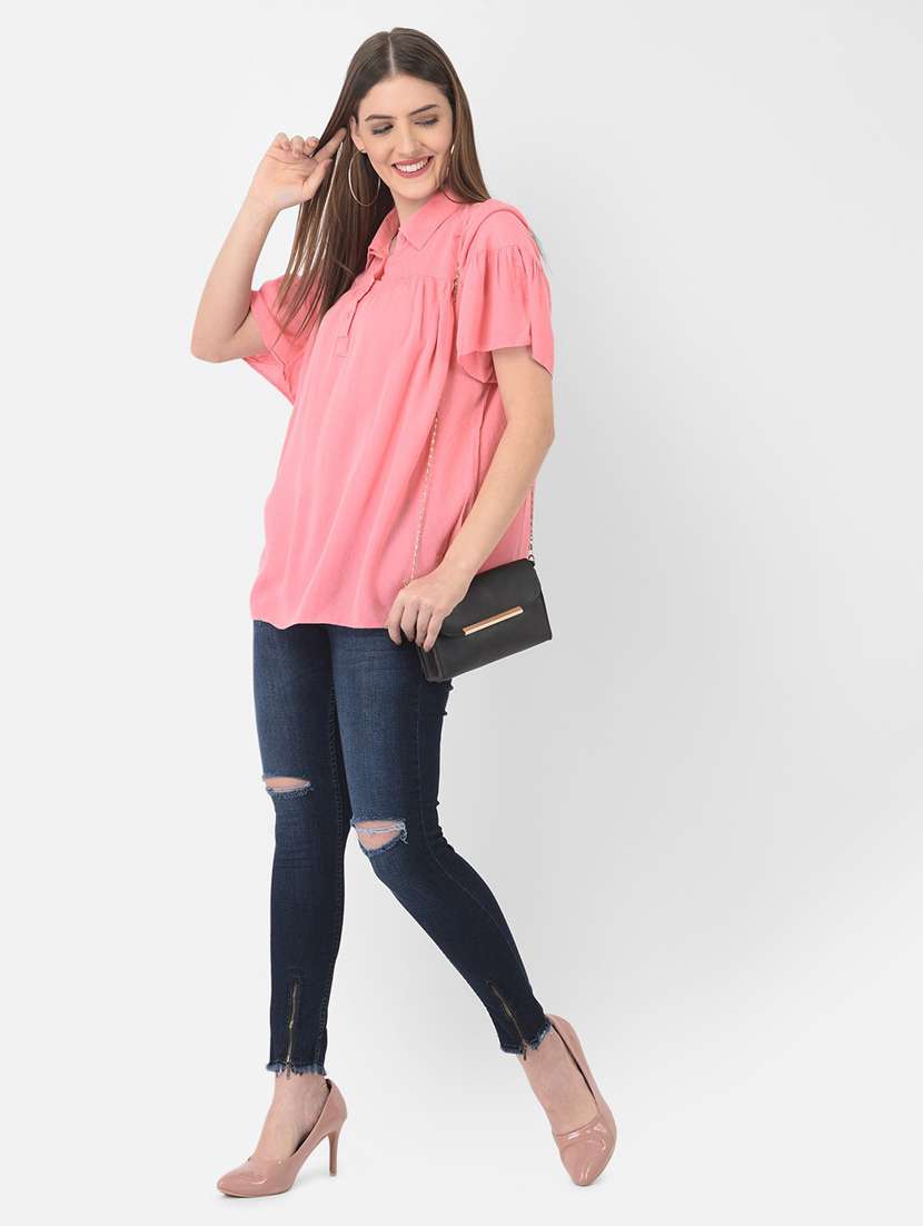 pink solid a-line top - 20294927 -  Standard Image - 4