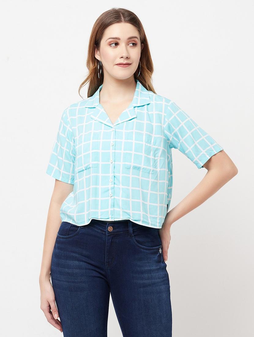 light blue checkered regular shirt - 20294935 - Zoom Image - 0
