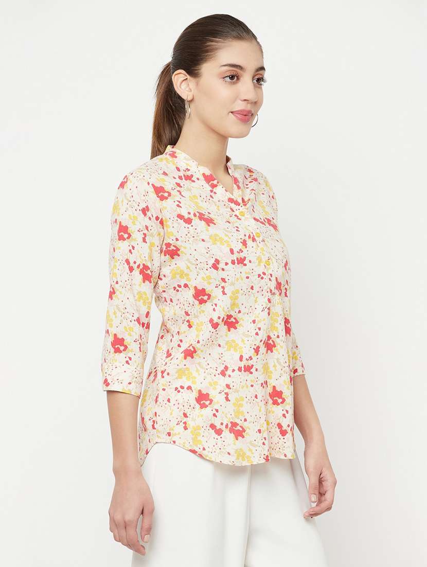 cream abstract print regular tunic - 20294943 -  Standard Image - 1