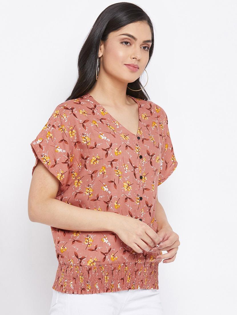 copper floral blouson top - 20294957 -  Standard Image - 1