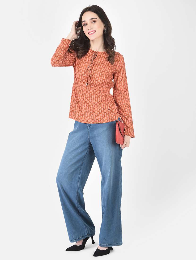 orange printed high low top - 20294965 -  Standard Image - 4