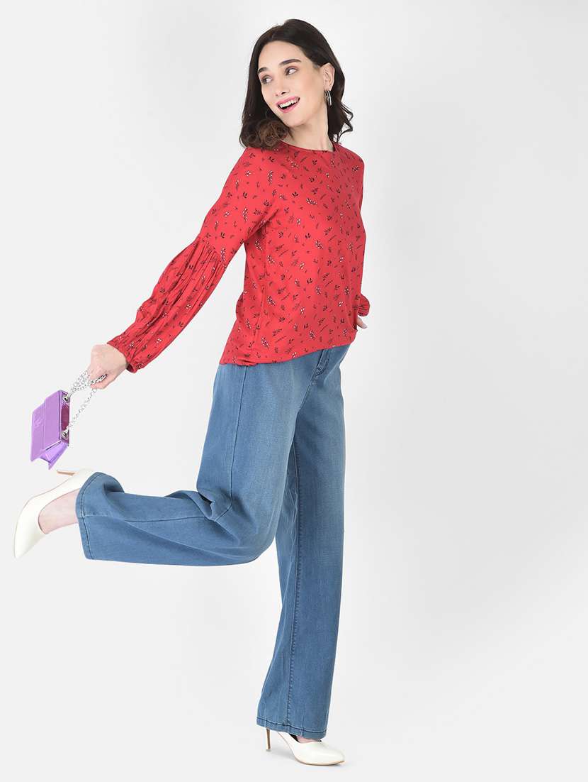 red micro print regular tunic - 20294973 - Standard Image - 4