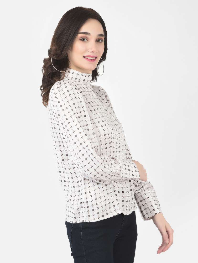white printed regular top - 20294975 -  Standard Image - 1