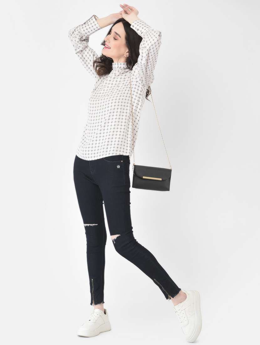 white printed regular top - 20294975 -  Standard Image - 4