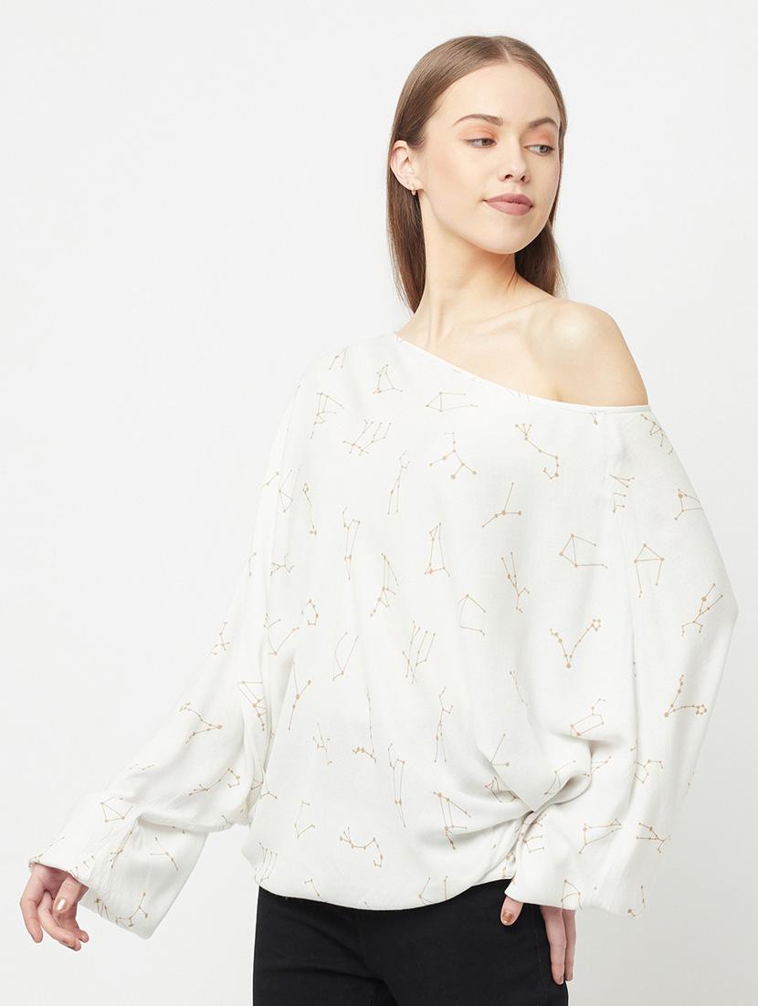 women printed asymmetric neck top - 20294993 - Standard Image - 1