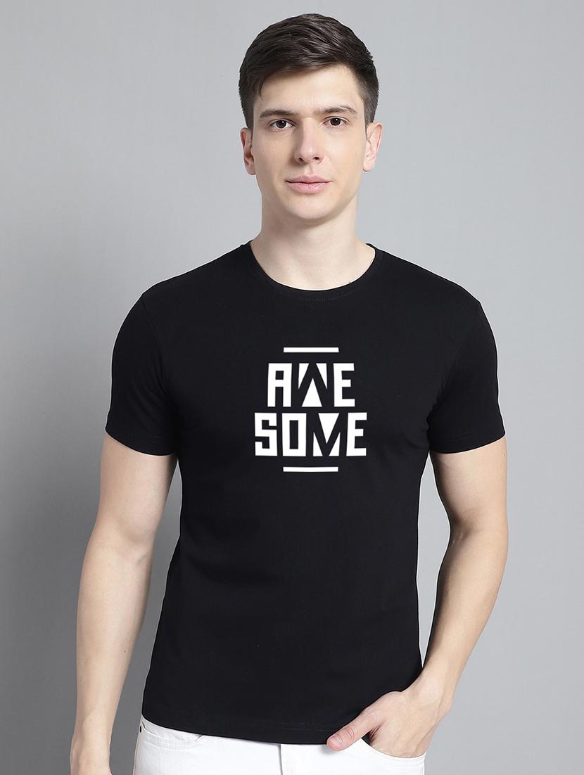 men round neck chest print t-shirt - 20295669 - Zoom Image - 0