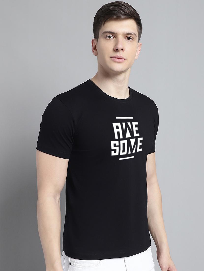 men round neck chest print t-shirt - 20295669 -  Standard Image - 1