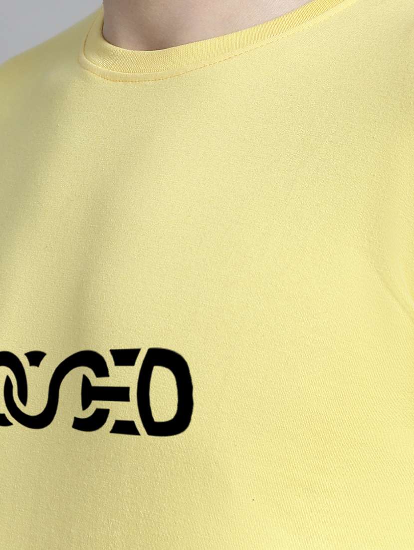 men light yellow cotton chest print t-shirt - 20295678 - Standard Image - 4