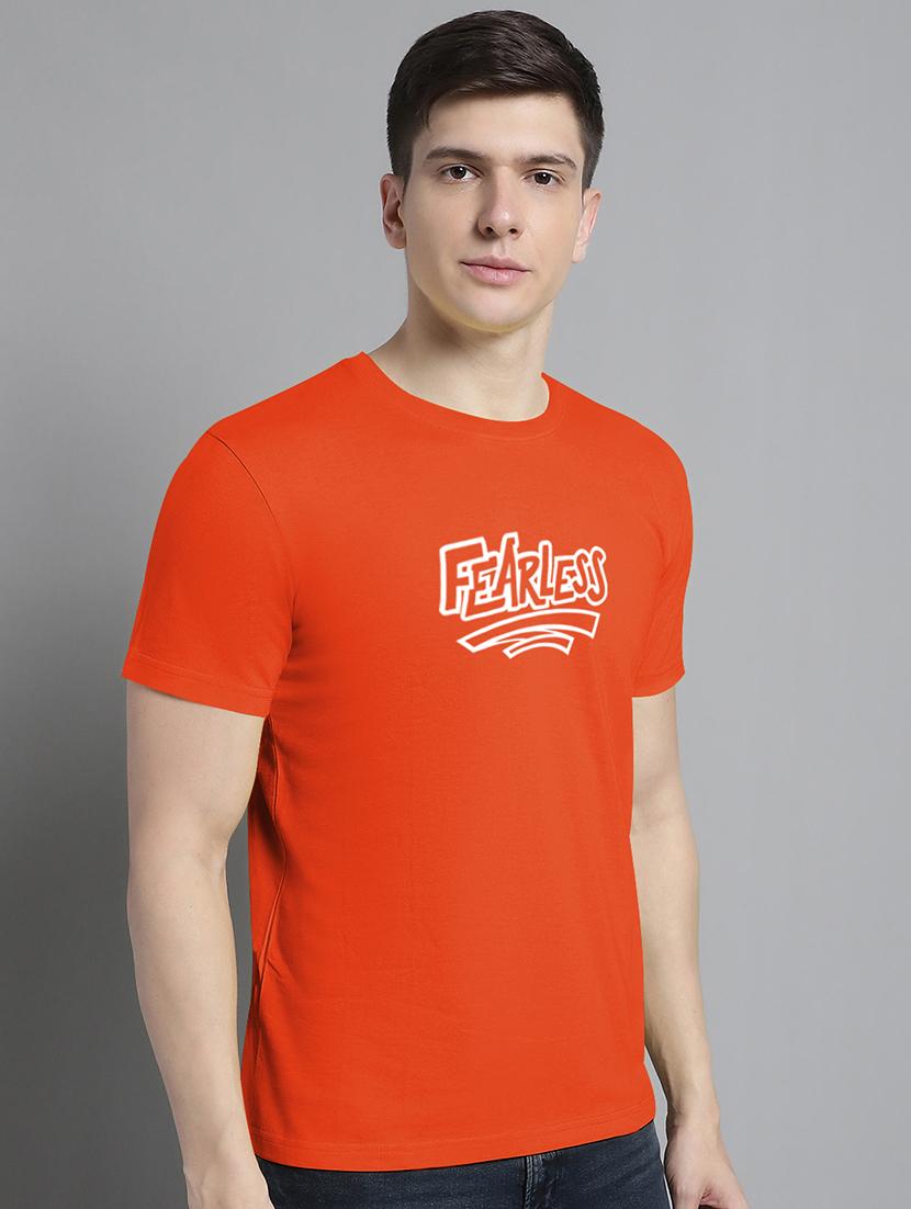 men typography print orange cotton t-shirt - 20295700 -  Standard Image - 1