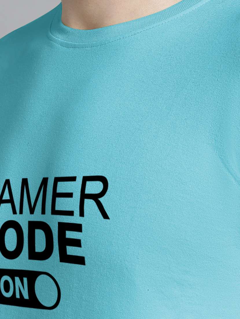 men light blue cotton chest print t-shirt - 20295708 -  Standard Image - 4