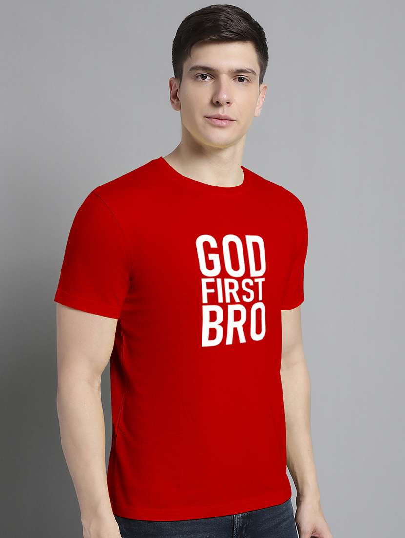 men front print short sleeve t-shirt - 20295712 - Standard Image - 1