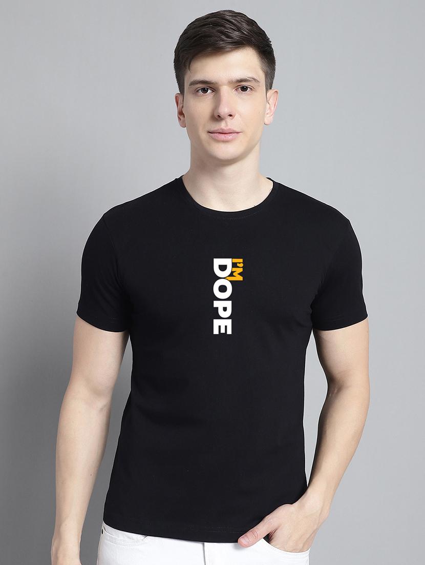 men black cotton chest print t-shirt - 20295731 -  Zoom Image - 0