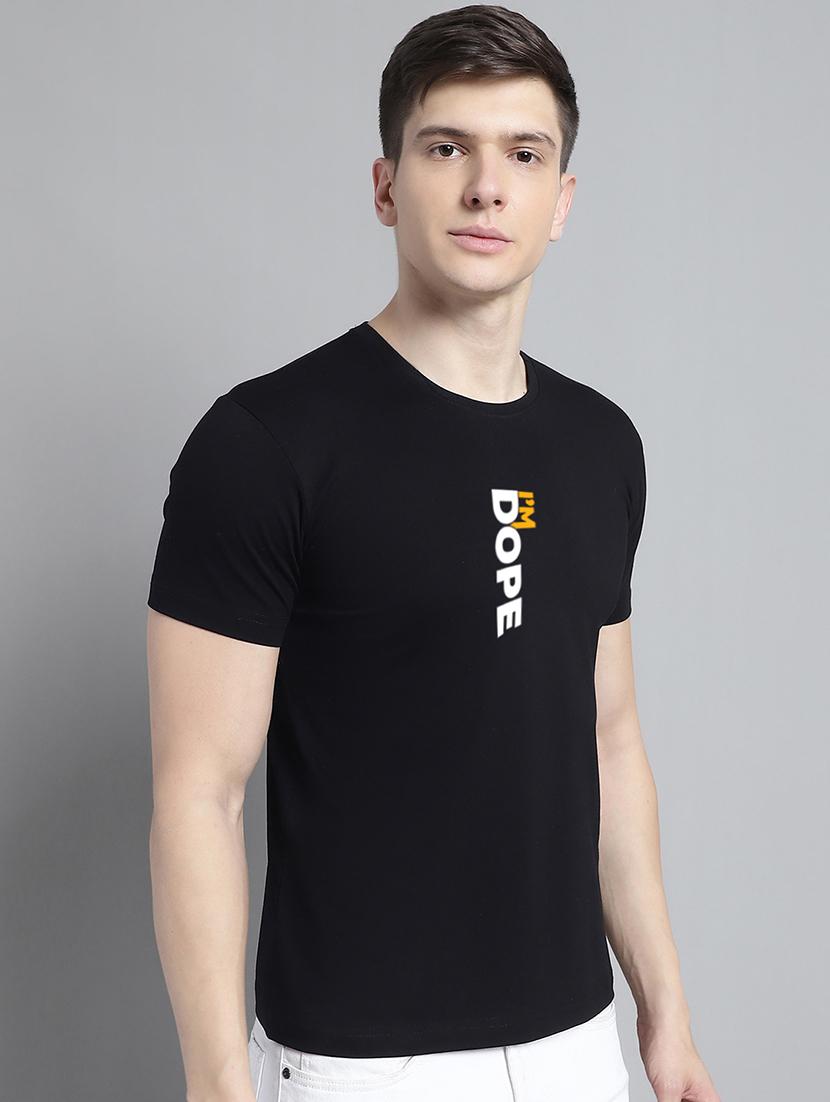 men black cotton chest print t-shirt - 20295731 - Standard Image - 1