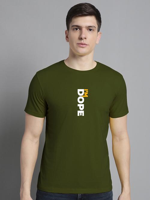 men typography print olive cotton t-shirt - 20295736 - Standard Image - 0