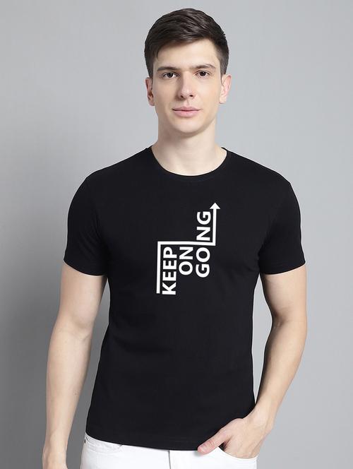 men typography print black cotton t-shirt - 20295738 - Standard Image - 0