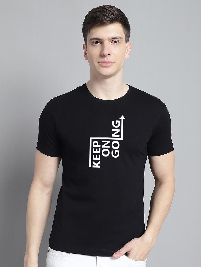 men typography print black cotton t-shirt - 20295738 - Zoom Image - 0