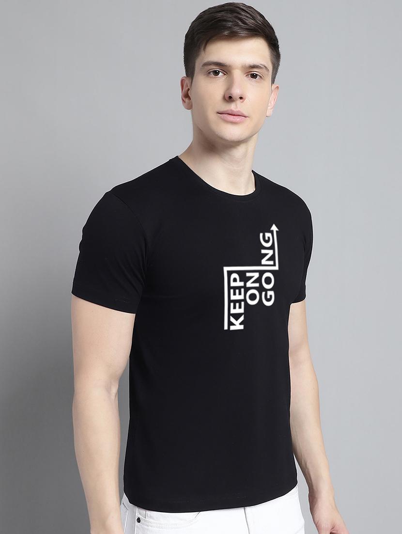 men typography print black cotton t-shirt - 20295738 - Standard Image - 1