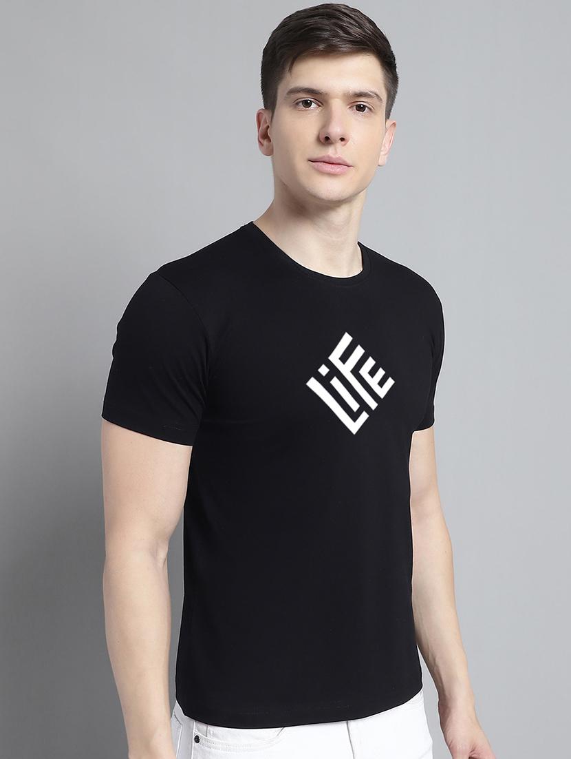 men round neck chest print t-shirt - 20295752 -  Standard Image - 1