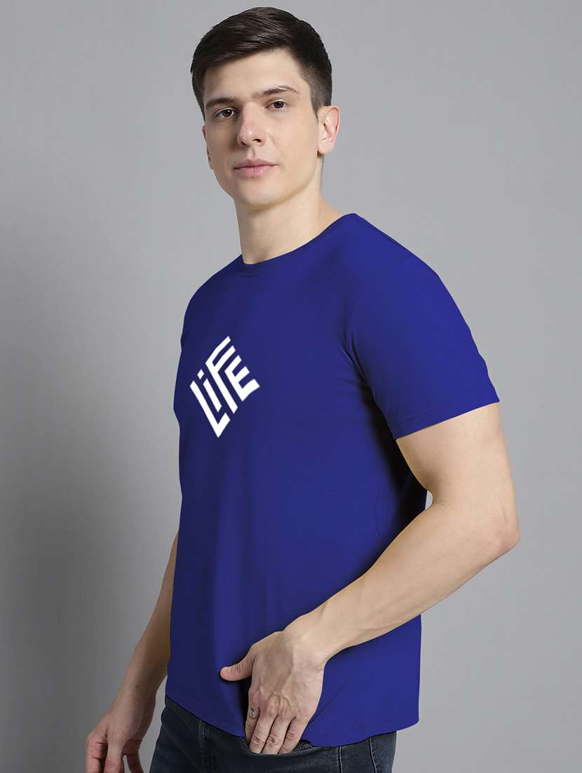 men round neck chest print t-shirt - 20295754 -  Standard Image - 1