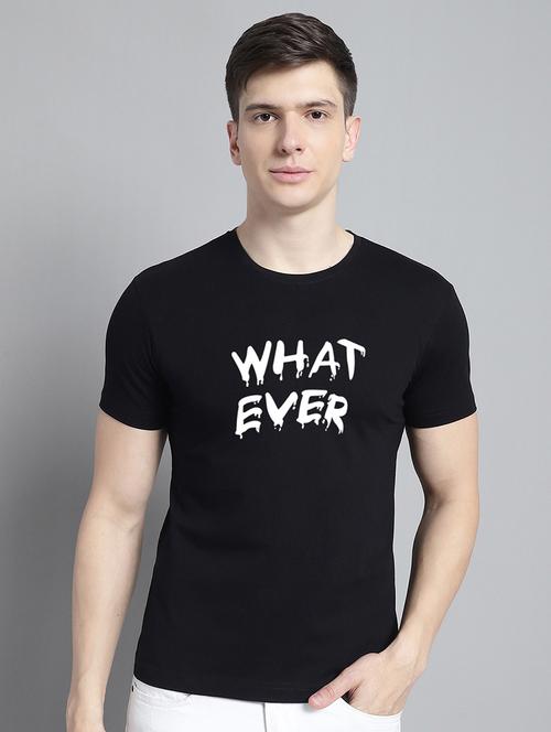 men typography print black cotton t-shirt - 20295770 -  Standard Image - 0