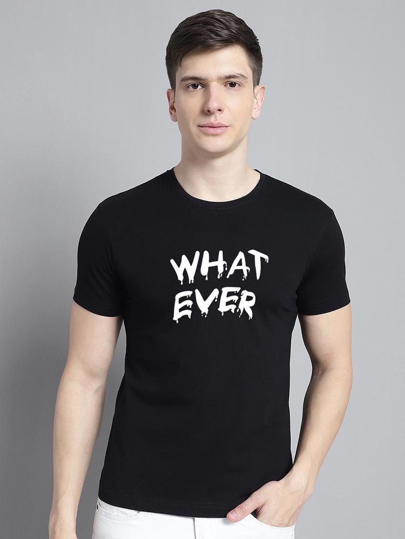 men typography print black cotton t-shirt - 20295770 -  Zoom Image - 0