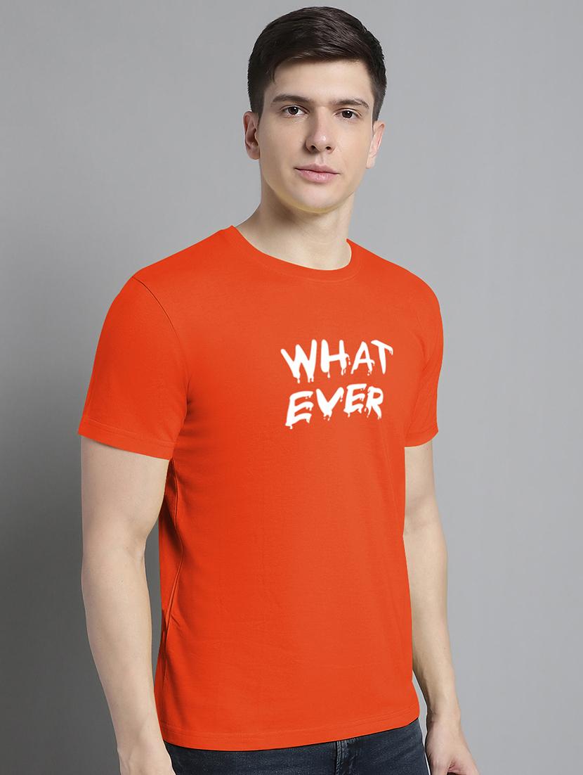 men orange cotton chest print t-shirt - 20295773 -  Standard Image - 1