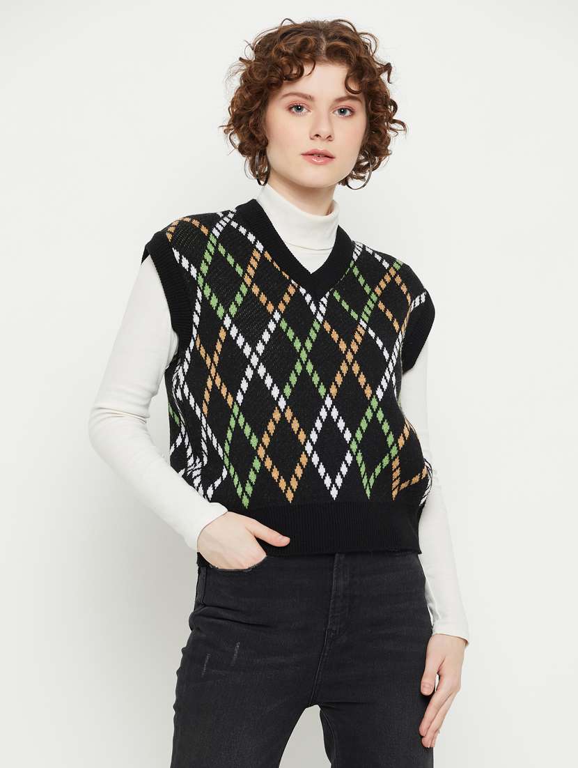 women v- neck chevron regular pullover