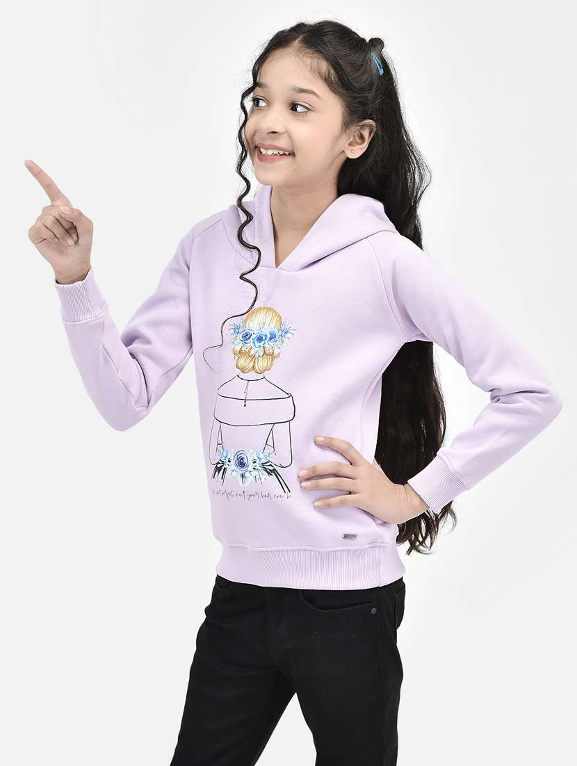 front print hood neck sweatshirt - 20295930 -  Standard Image - 1