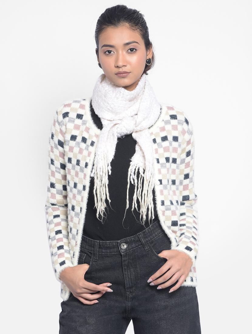 women's multi colored nylon wool blend cardigan - 20295946 - Standard Image - 4