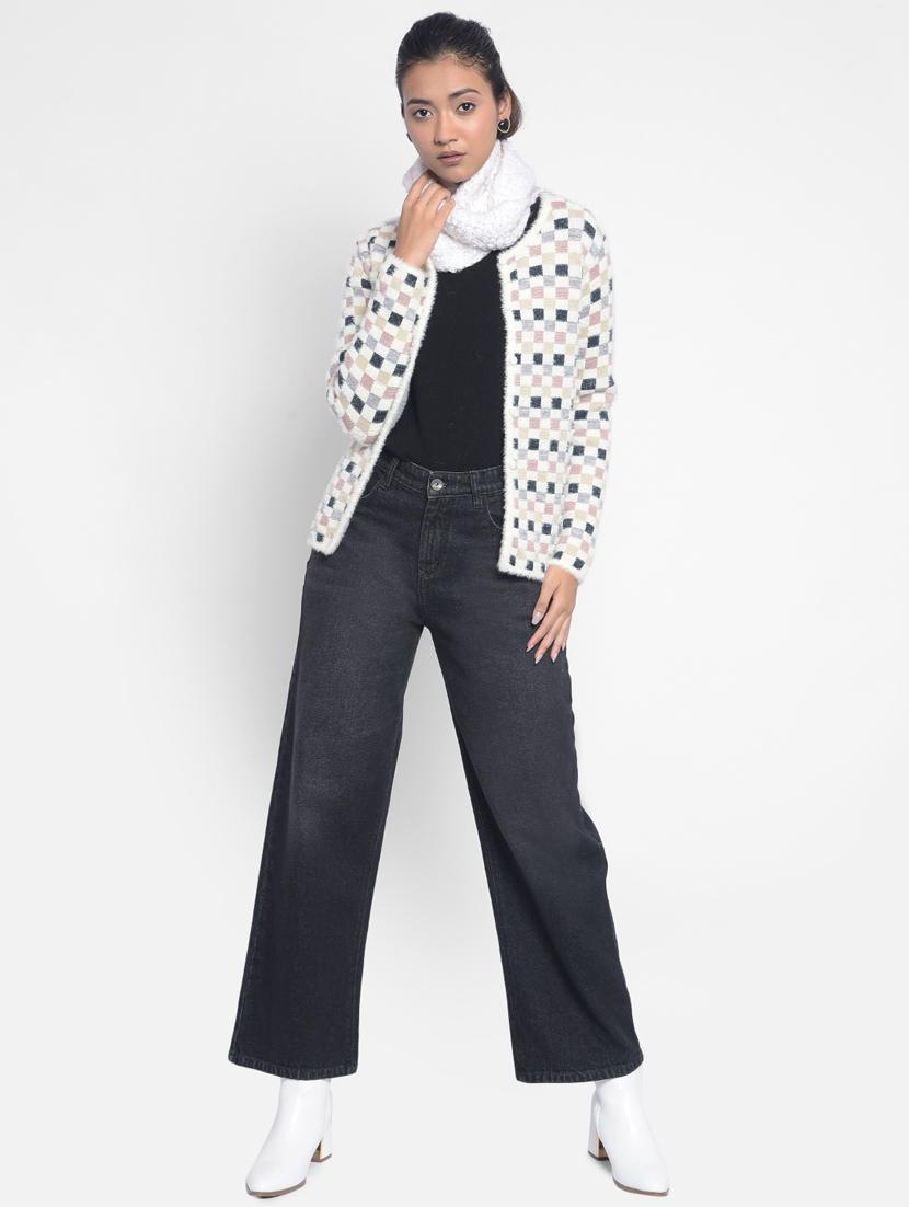 women's multi colored nylon wool blend cardigan - 20295946 - Standard Image - 6