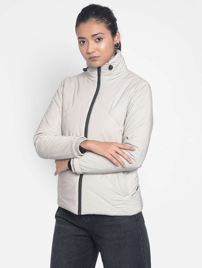 women solid long sleeve quilted jacket  - 20295956 -  Standard Image - 1