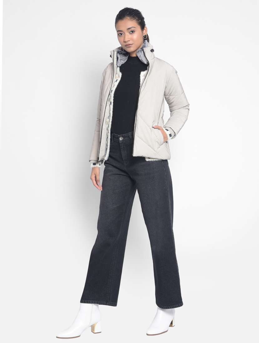 women solid long sleeve quilted jacket - 20295956 - Standard Image - 4