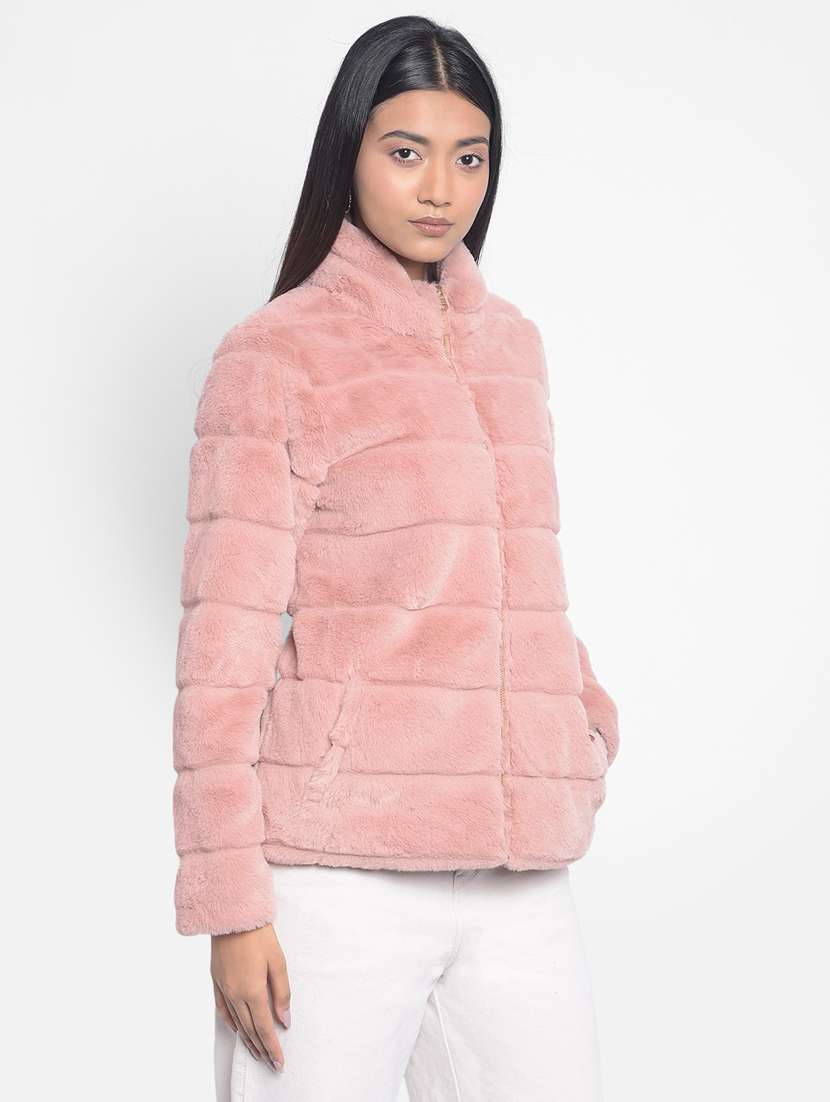 women pink polyester quilted & padded jacket - 20295958 - Standard Image - 1