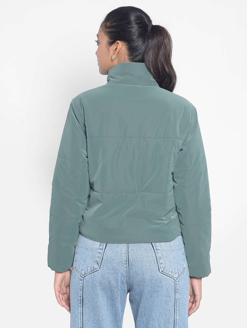 women solid long sleeve quilted jacket - 20295960 - Standard Image - 4