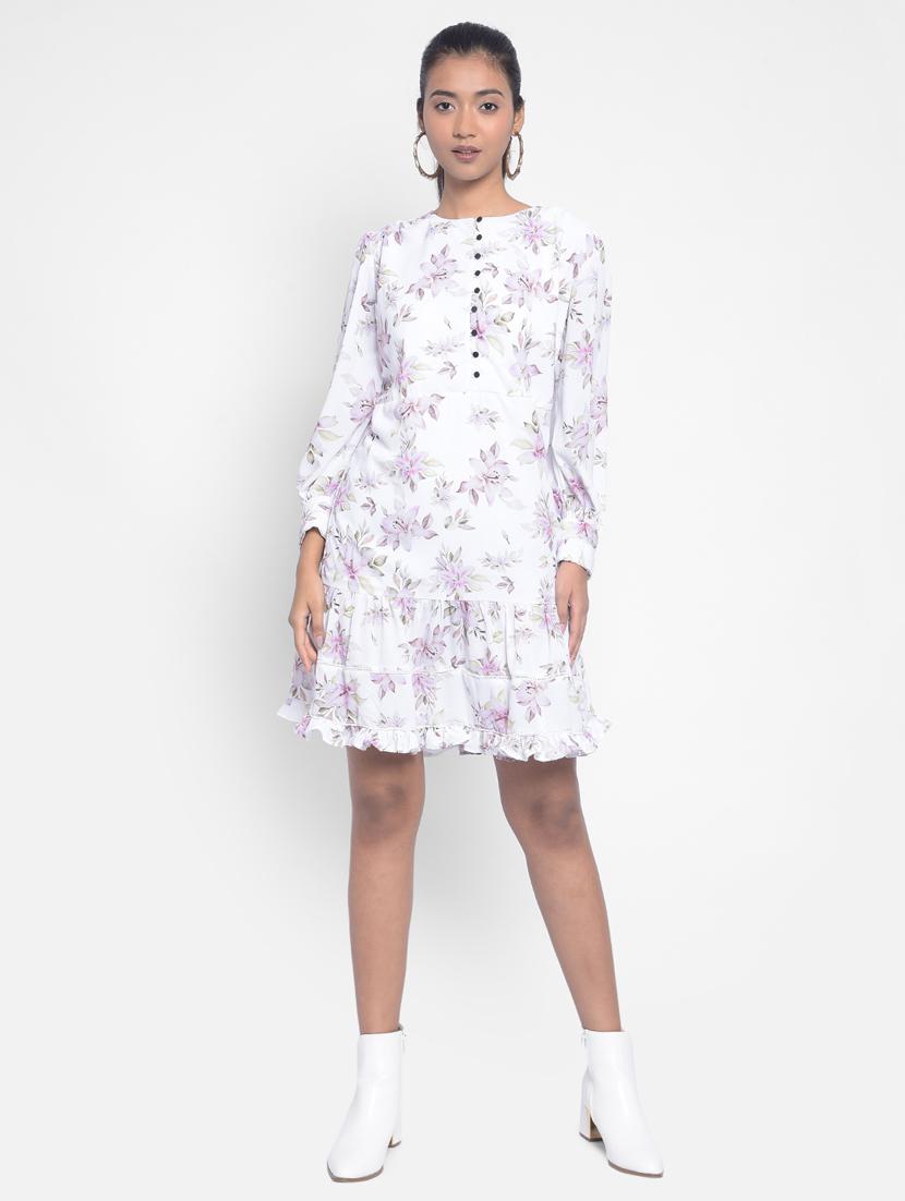 white floral print tiered dress - 20296105 - Zoom Image - 0