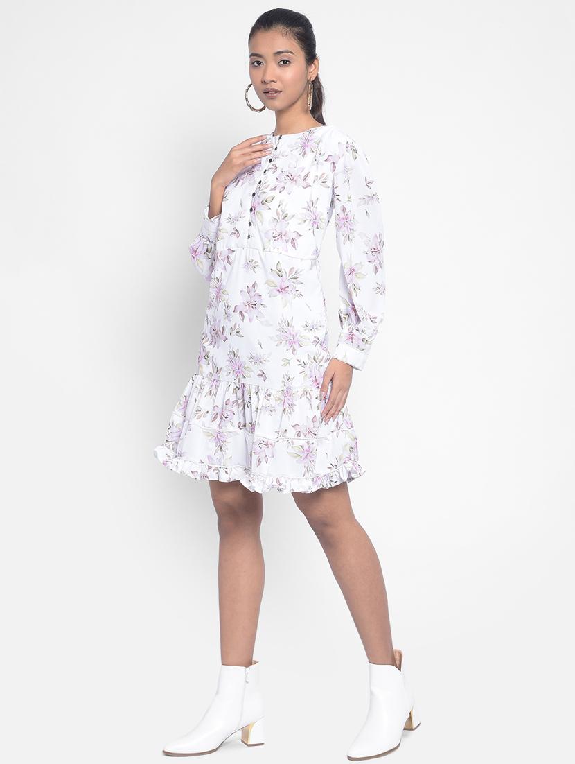 white floral print tiered dress - 20296105 - Standard Image - 1
