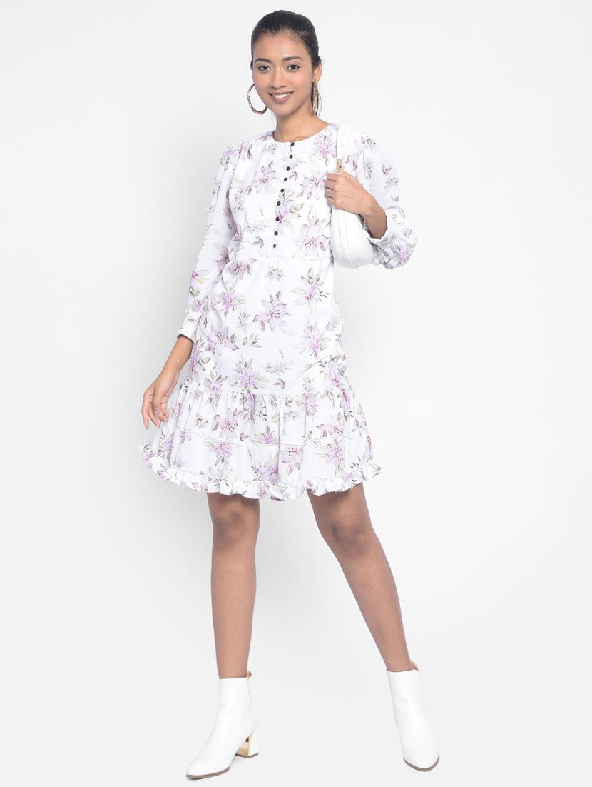 white floral print tiered dress - 20296105 - Standard Image - 4