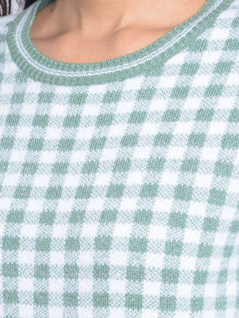 women green checkered viscose pullover - 20296139 -  Standard Image - 6