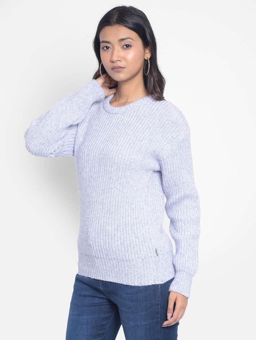women light blue long sleeve pullover - 20296142 -  Standard Image - 1