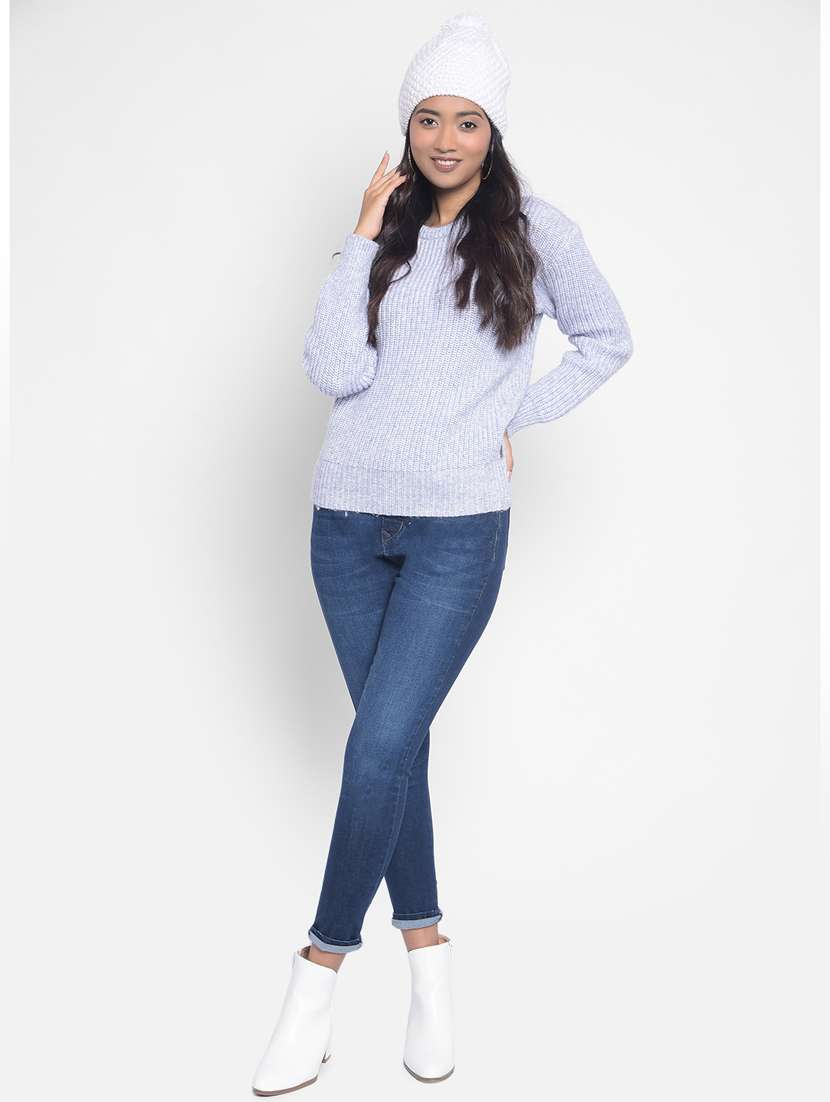 women light blue long sleeve pullover - 20296142 -  Standard Image - 4