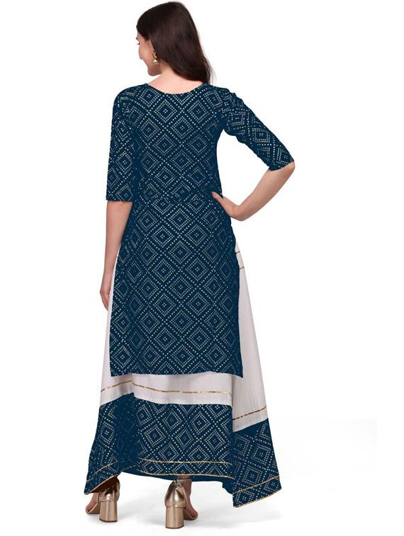 teal colored kurta skirt set - 20296217 - Standard Image - 1