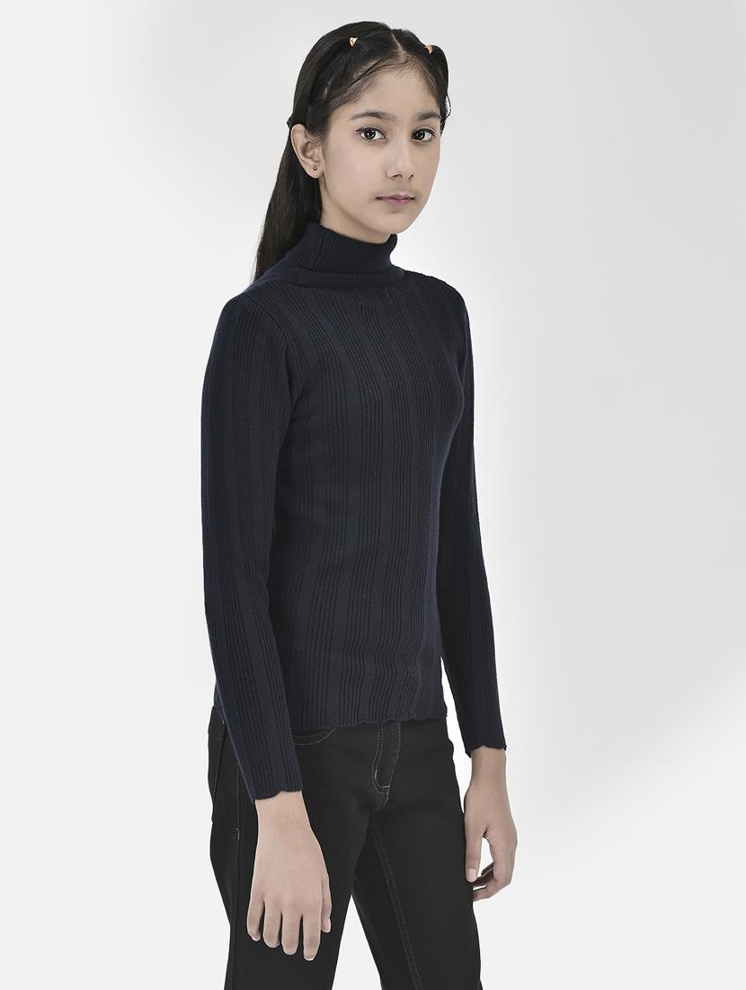 girls navy blue color regular sweaters - 20296250 - Standard Image - 1