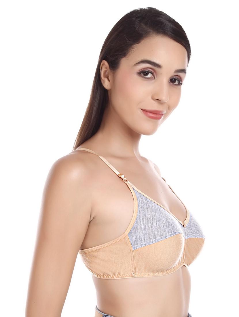 beige cotton blend regular bra - 20296360 - Standard Image - 1