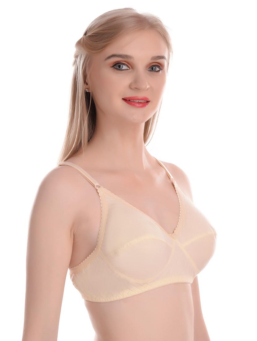 beige cotton blend bralette bra - 20296375 - Standard Image - 1