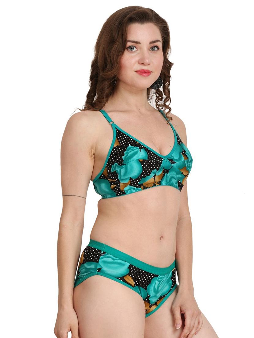floral cotton blend bra and panty set - 20296420 -  Standard Image - 1