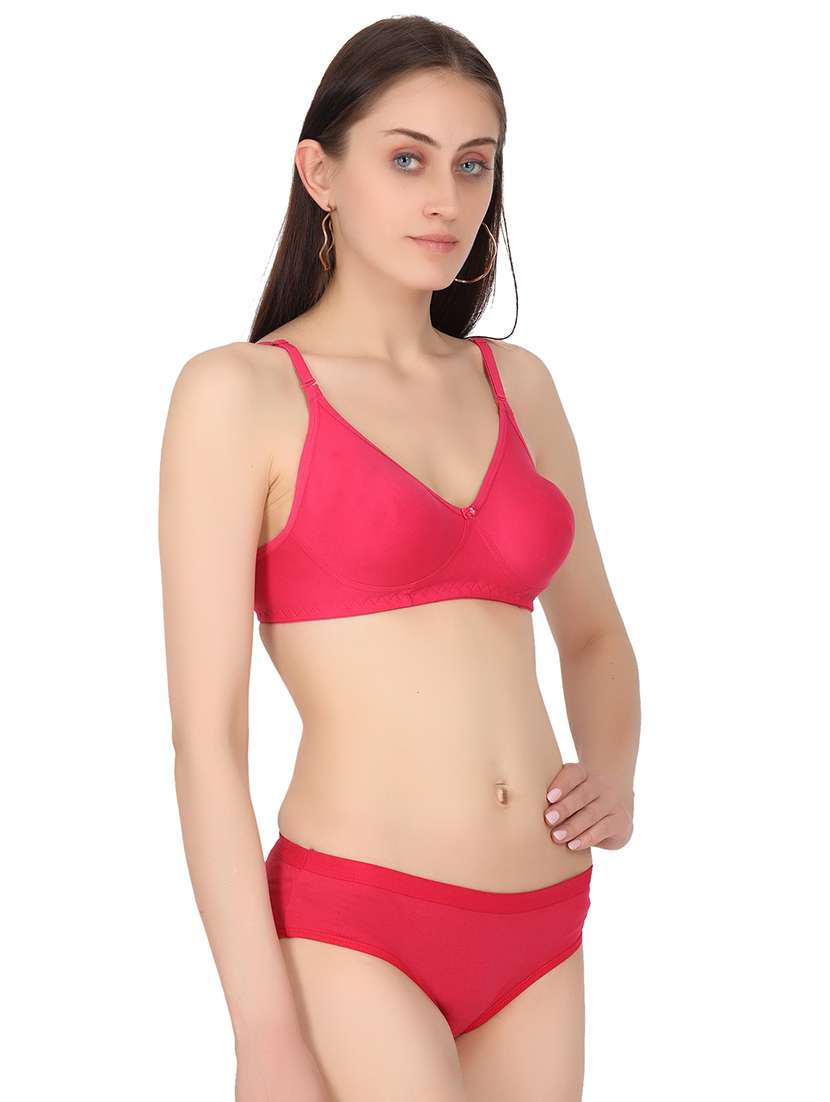 women solid bra and panty set - 20296427 - Standard Image - 1