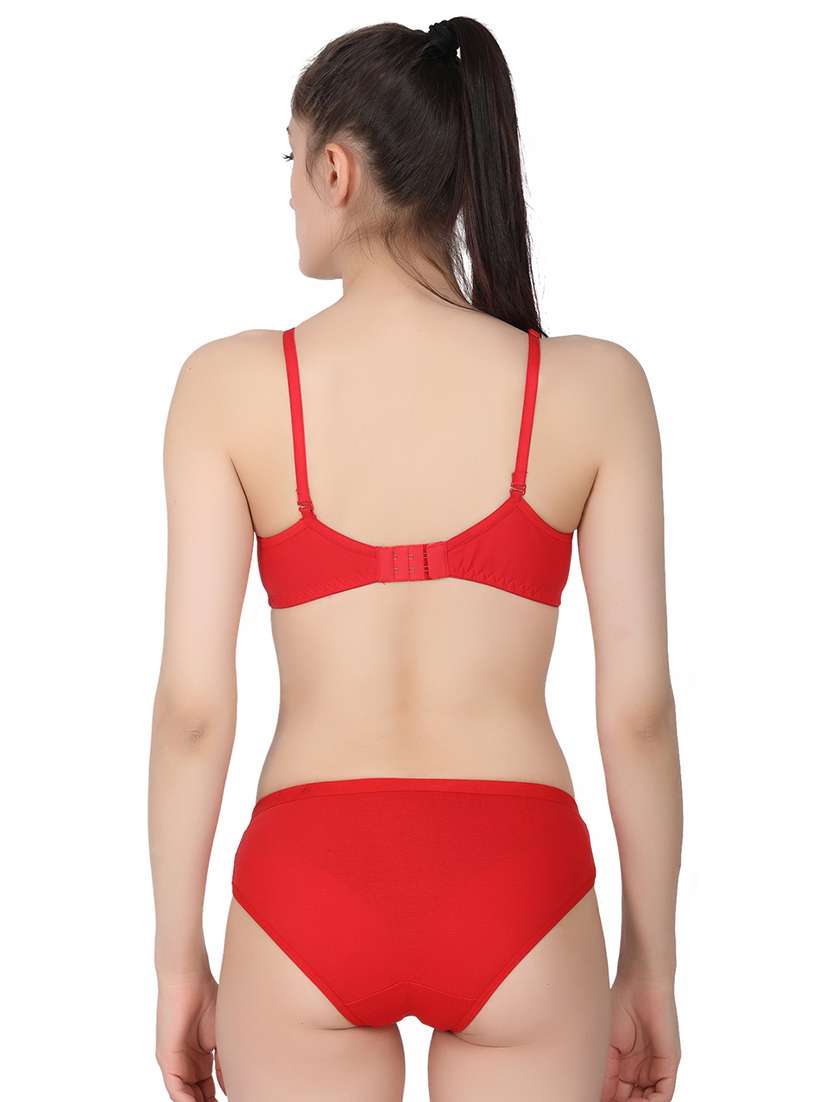 women solid bra and panty set - 20296430 - Standard Image - 1