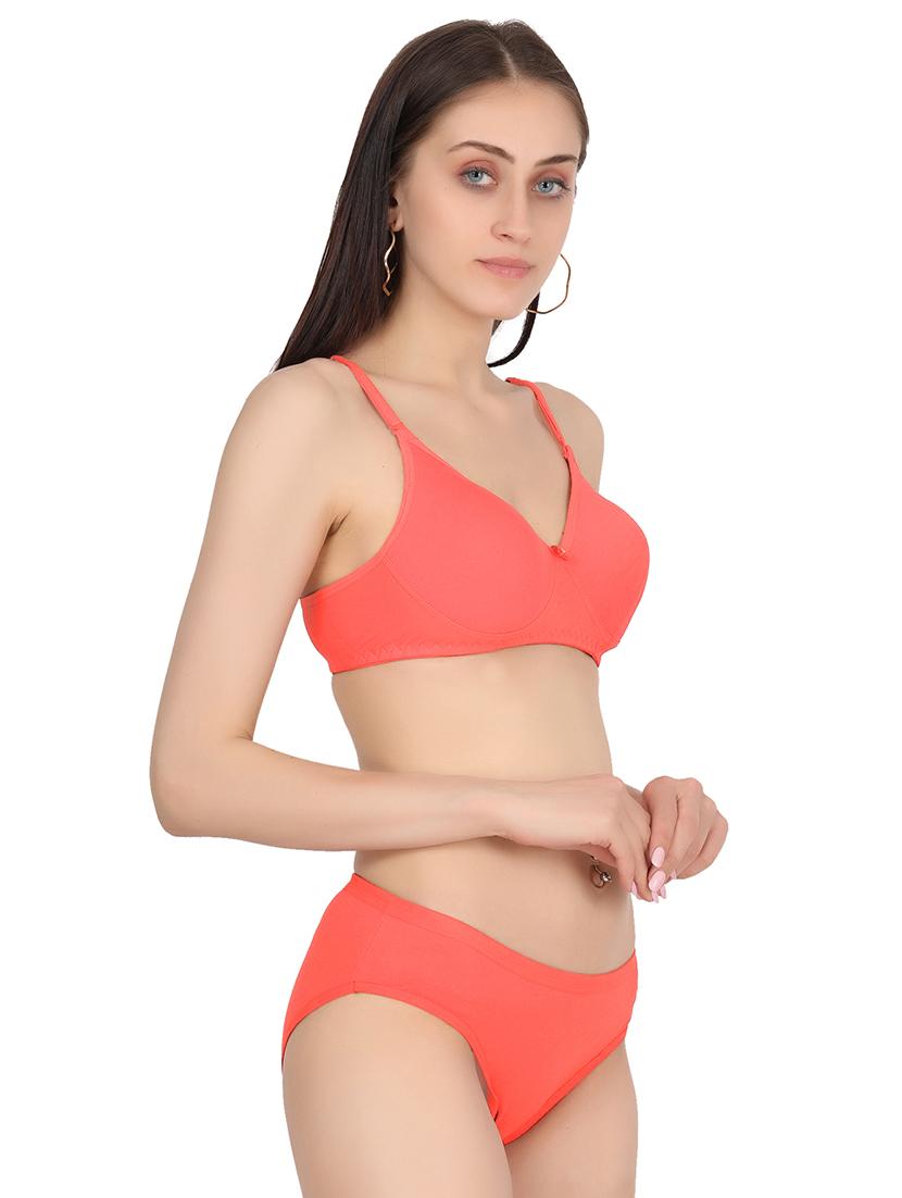 orange solid bra and panty set - 20296436 - Standard Image - 1